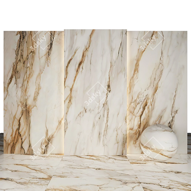 Elegant Tru Gold Marble Slabs 3D model image 2