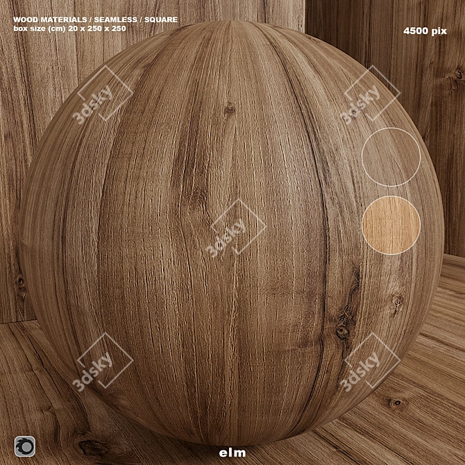 Seamless Elm Wood Set 118 3D model image 1