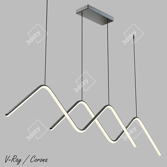 Modern Zigzag Pendant Lamp 3D model image 1