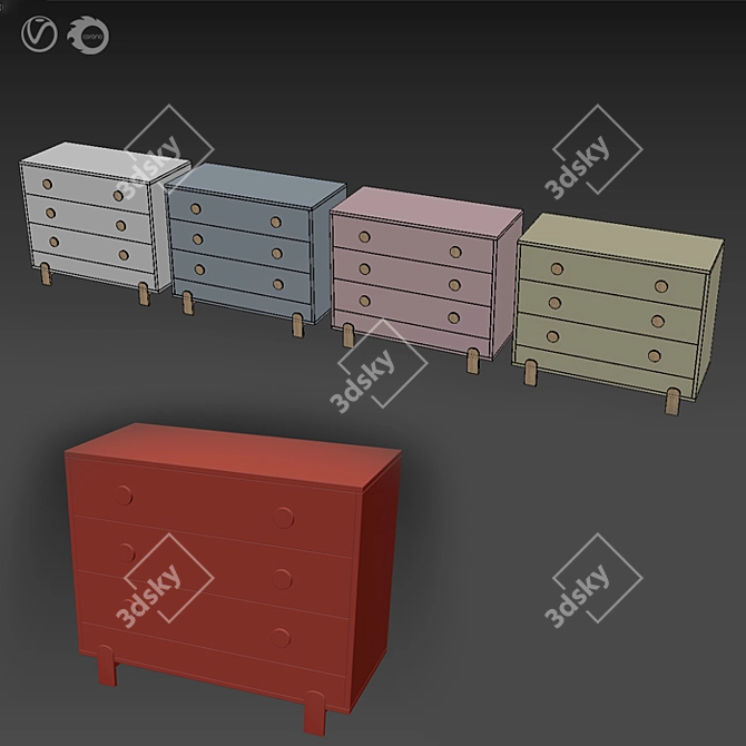 Scandinavian Style Ice-Cream Chest 3D model image 6