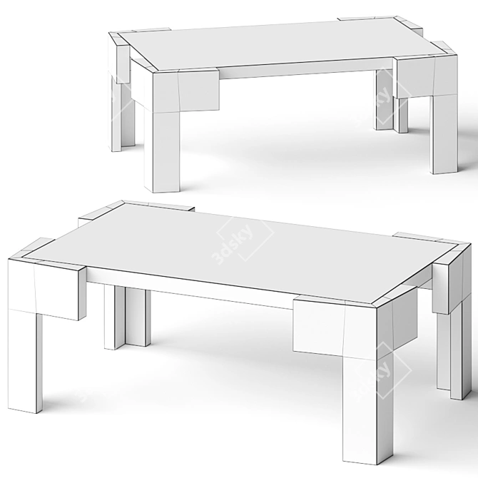 Elegant Connect Dining Table Set 3D model image 2