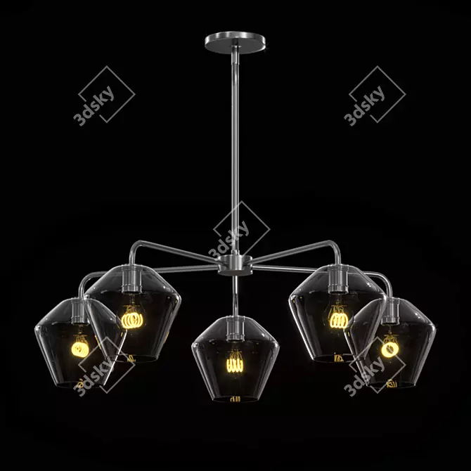 Illuminating Intrigue: Sculptural Glass Chandelier 3D model image 2