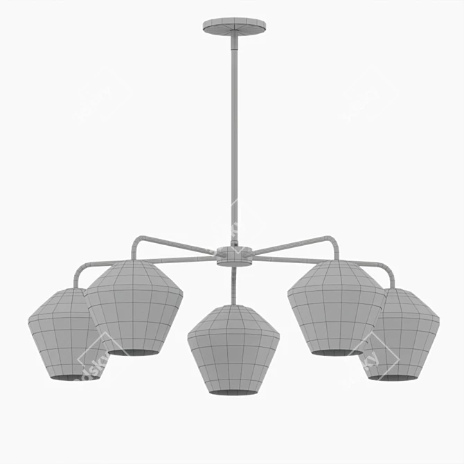 Illuminating Intrigue: Sculptural Glass Chandelier 3D model image 4