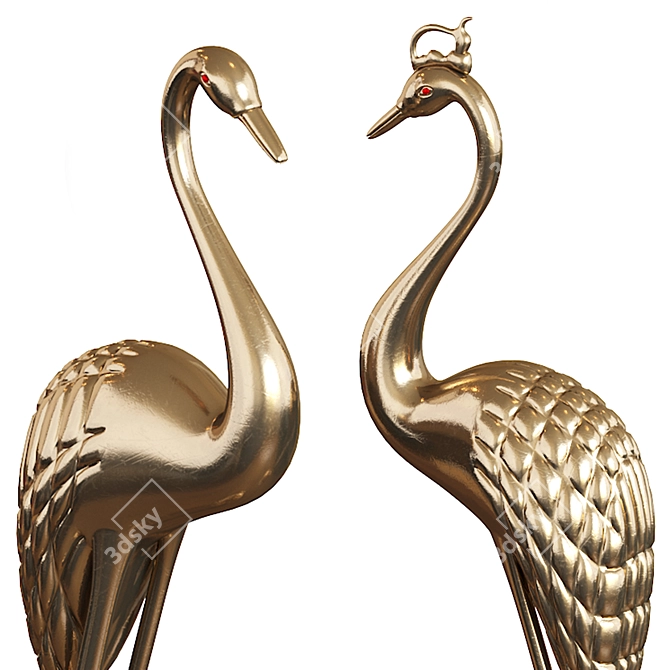 Bronze Pair of Cranes - 52cm 3D model image 5