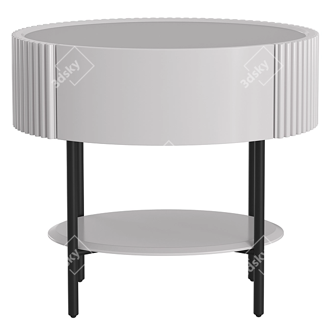 Elegant Bedside Table with Glass Top and Drawer 3D model image 2