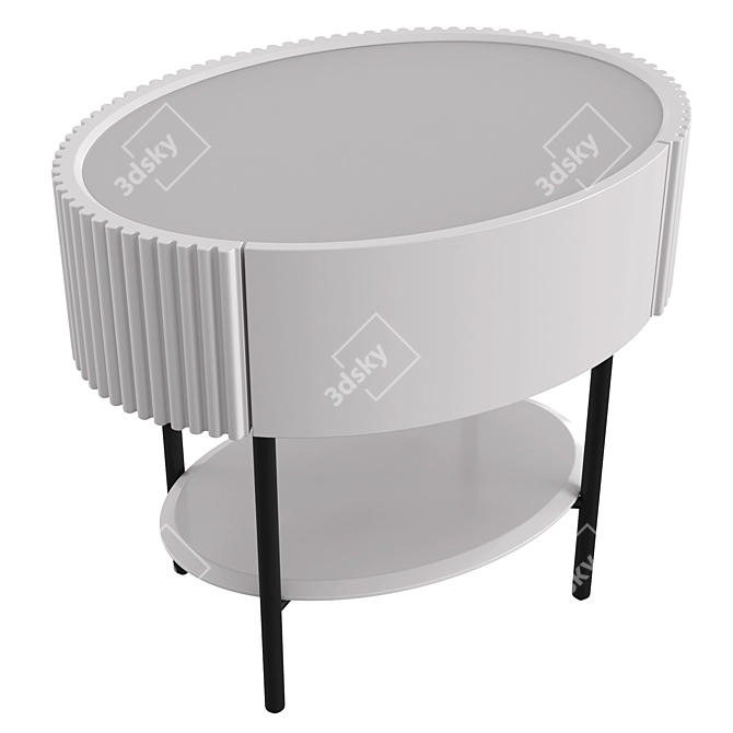 Elegant Bedside Table with Glass Top and Drawer 3D model image 3