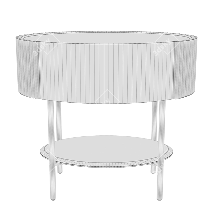 Elegant Bedside Table with Glass Top and Drawer 3D model image 5