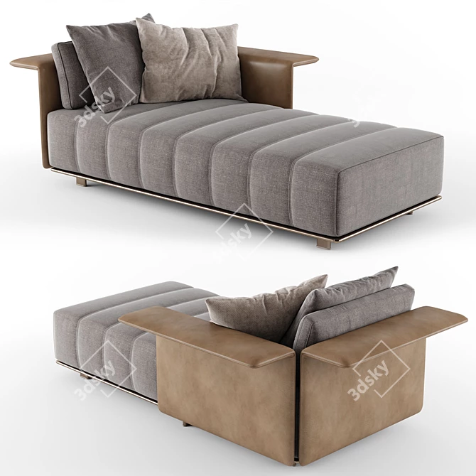 Freeman Duvet Chaise: Extreme Softness & Elegant Stitching 3D model image 2