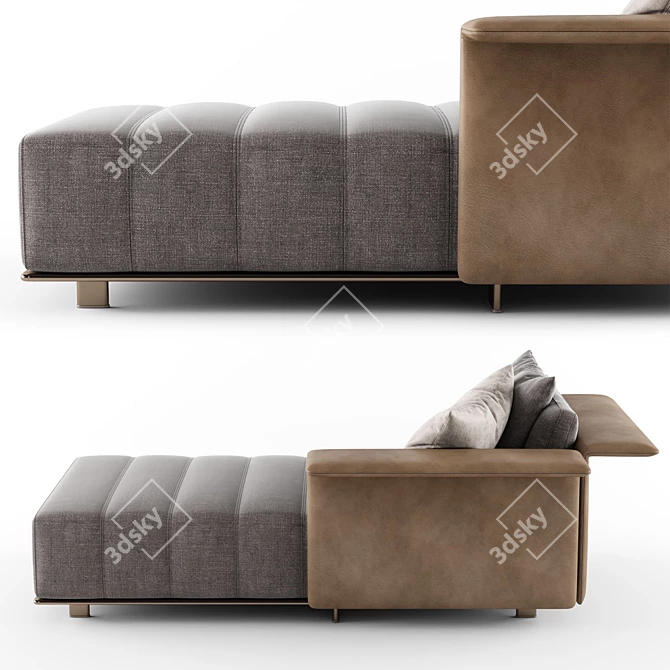 Freeman Duvet Chaise: Extreme Softness & Elegant Stitching 3D model image 5