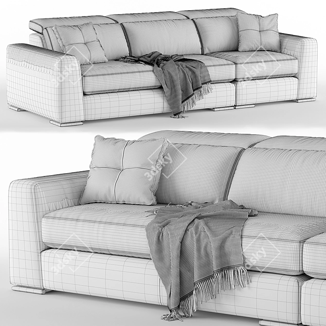 Contemporary Cast Modular Sofa 3D model image 5