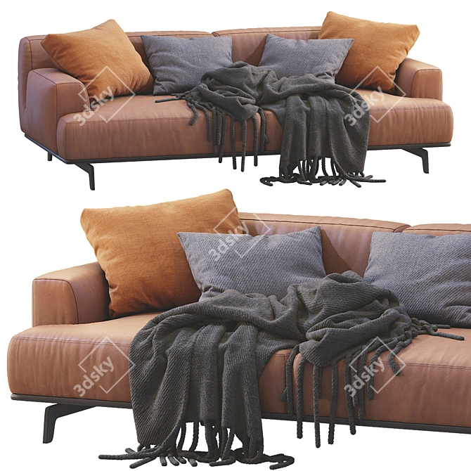 Modern Italian Design Leather Sofa 3D model image 1