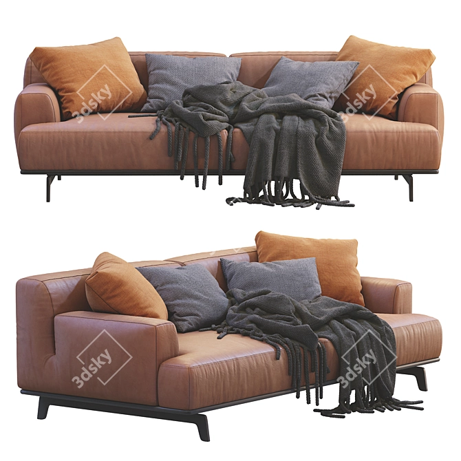 Modern Italian Design Leather Sofa 3D model image 2