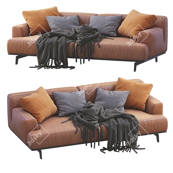 Modern Italian Design Leather Sofa 3D model image 3