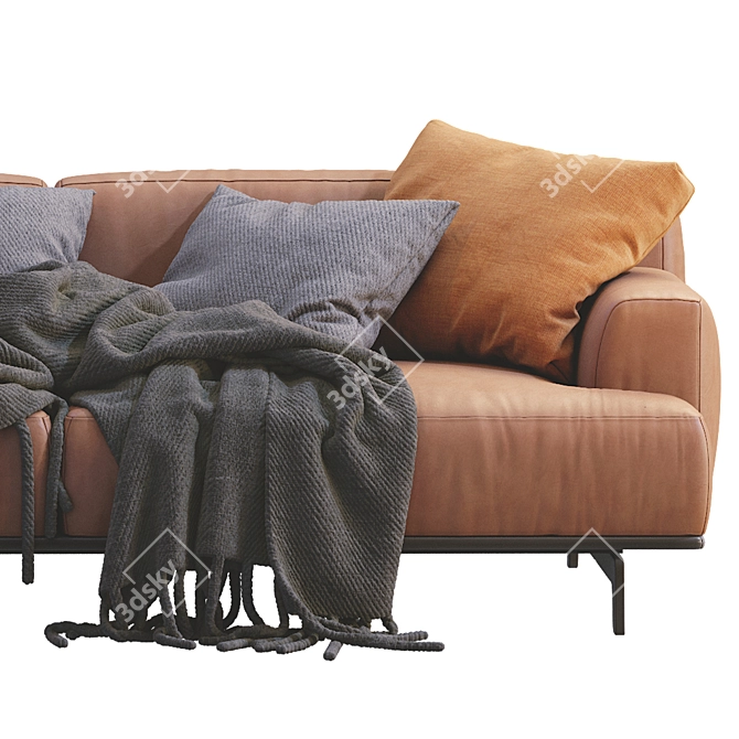 Modern Italian Design Leather Sofa 3D model image 4