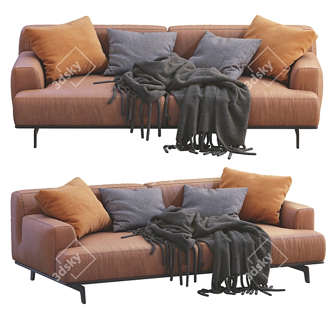 Modern Italian Design Leather Sofa 3D model image 6