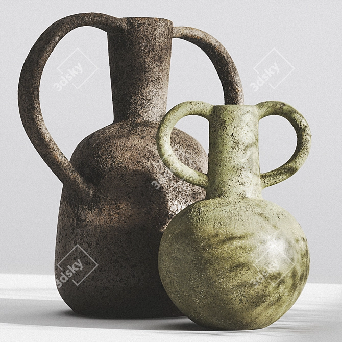 Ceramic Vases with Handles - Zara Home 3D model image 1