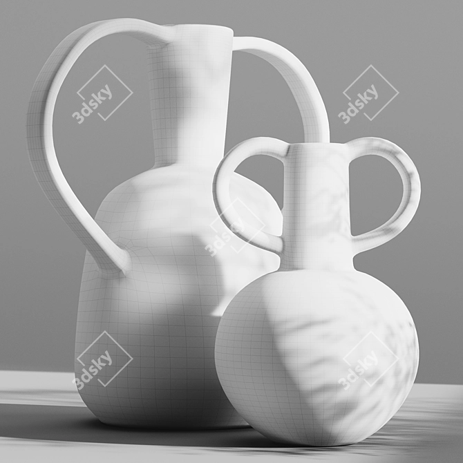 Ceramic Vases with Handles - Zara Home 3D model image 7