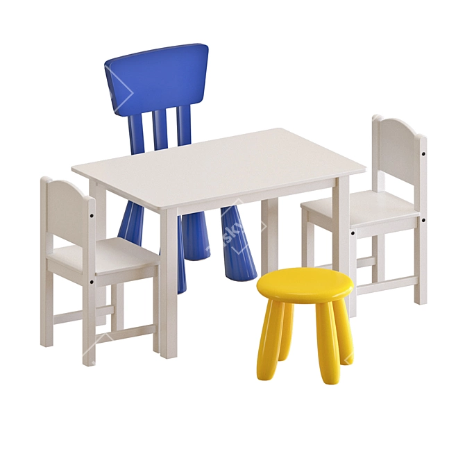 Sleek SUNDVIK Table & Chairs Set 3D model image 1