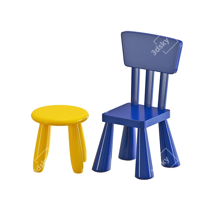 Sleek SUNDVIK Table & Chairs Set 3D model image 3