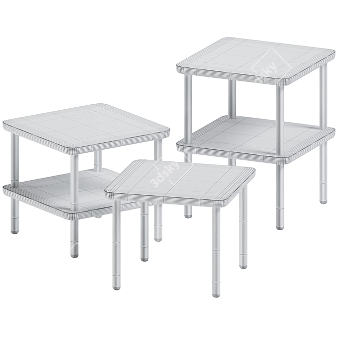 Modern Square Side Tables – Baker 3D model image 2