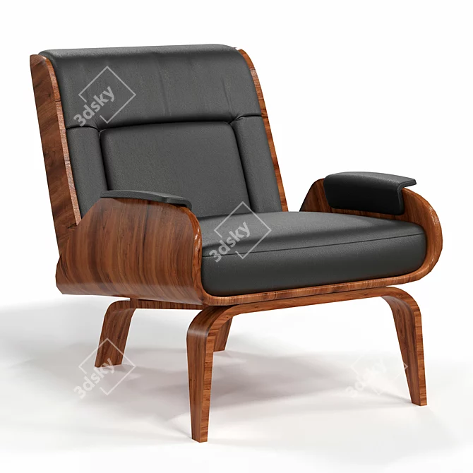 Paulo Leather Bent Ply Chair 3D model image 1