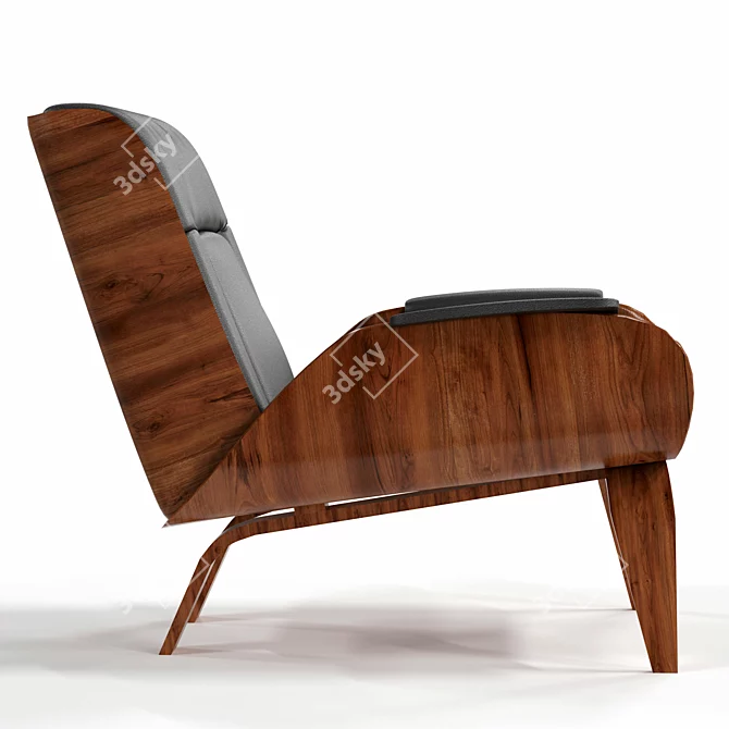 Paulo Leather Bent Ply Chair 3D model image 2