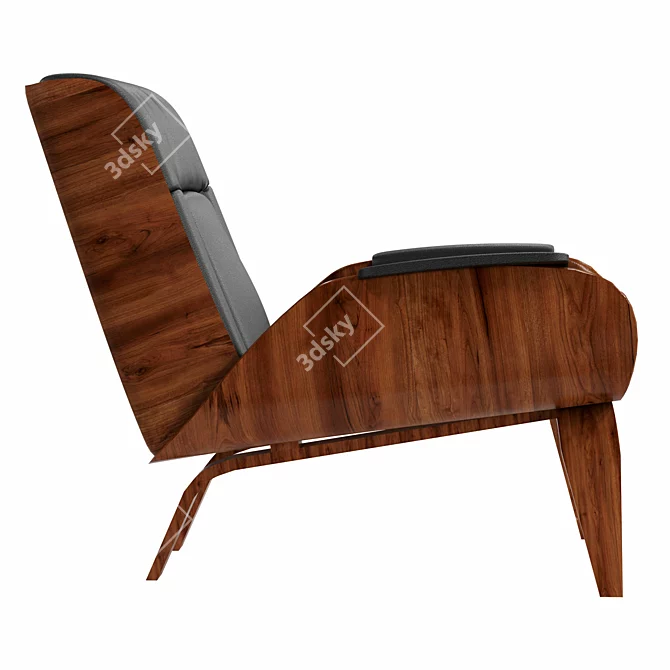 Paulo Leather Bent Ply Chair 3D model image 5