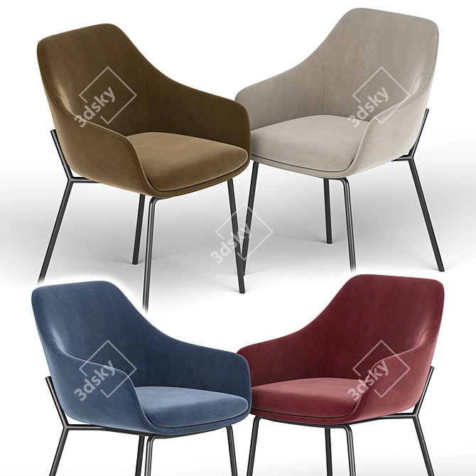 Sleek Savile Tub Dining Chair 3D model image 2
