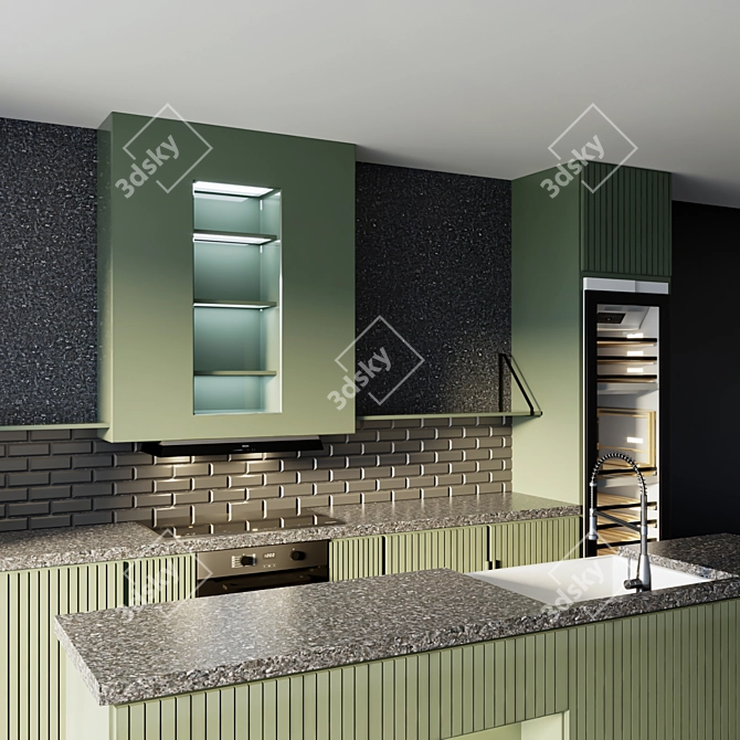 Modern Kitchen Set with Miele Appliances 3D model image 3