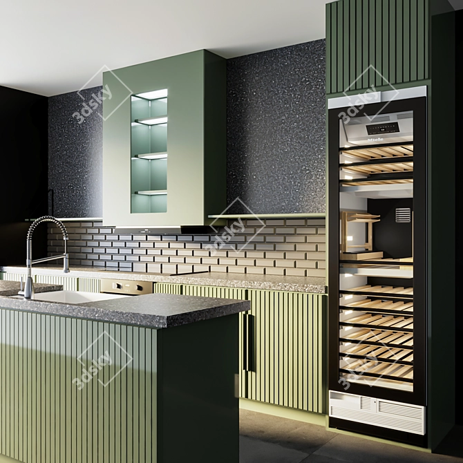 Modern Kitchen Set with Miele Appliances 3D model image 5
