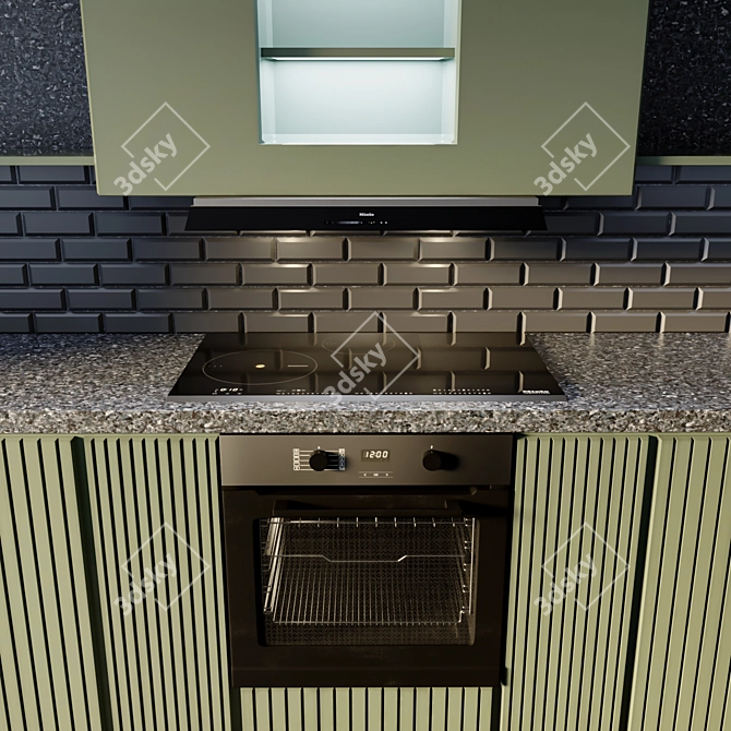 Modern Kitchen Set with Miele Appliances 3D model image 6