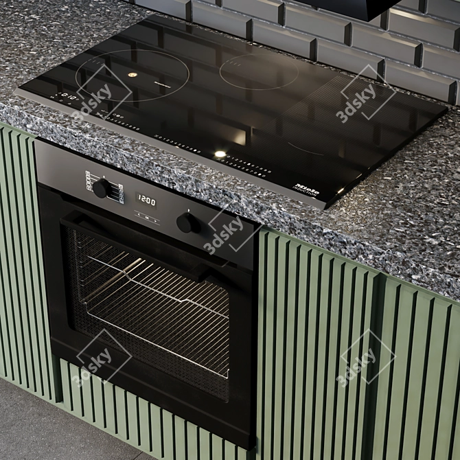 Modern Kitchen Set with Miele Appliances 3D model image 7