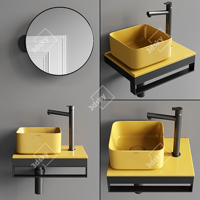 Shui Comfort Ceramic Washbasin Set 3D model image 1