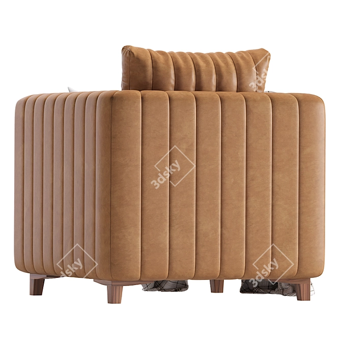 Sleek Wave Leather Armchair 3D model image 2