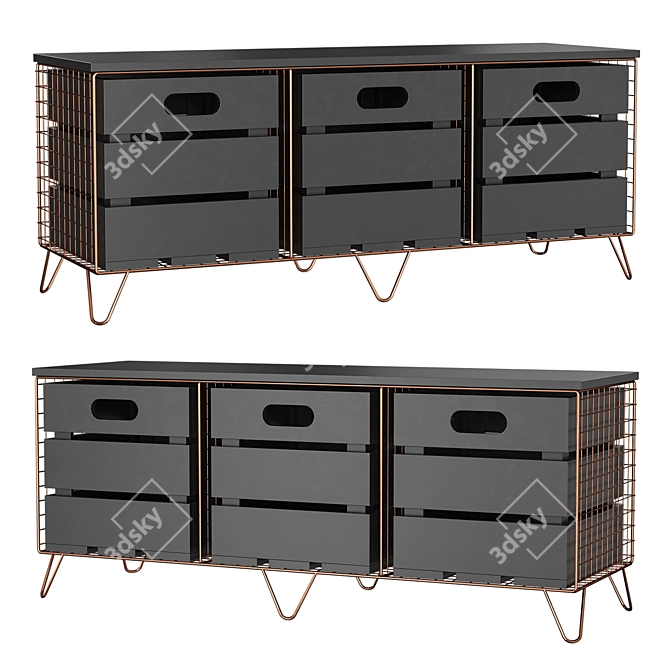 Amph Storage Console Bench 3D model image 1