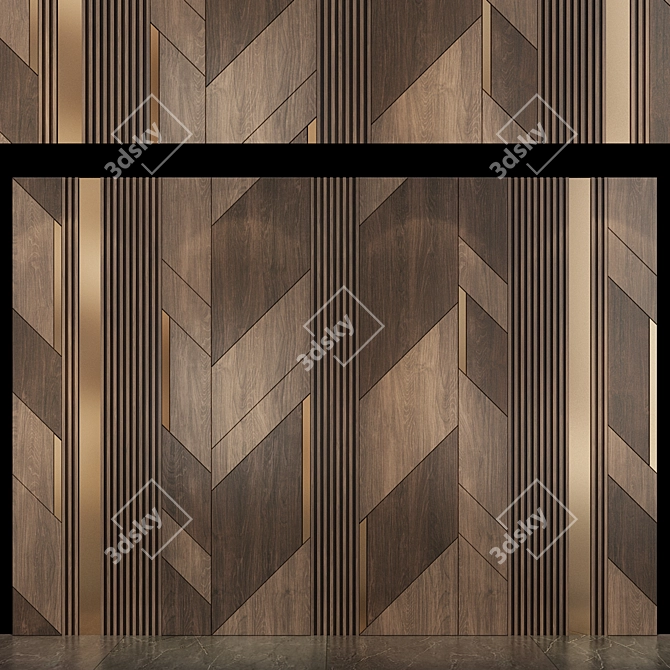 Elegant Geometric Wall Panel 3D model image 1