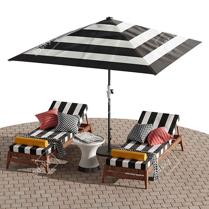 Beach Breeze Umbrella Set 3D model image 4