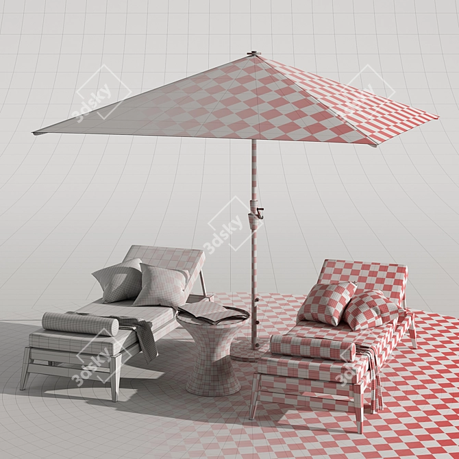 Beach Breeze Umbrella Set 3D model image 5