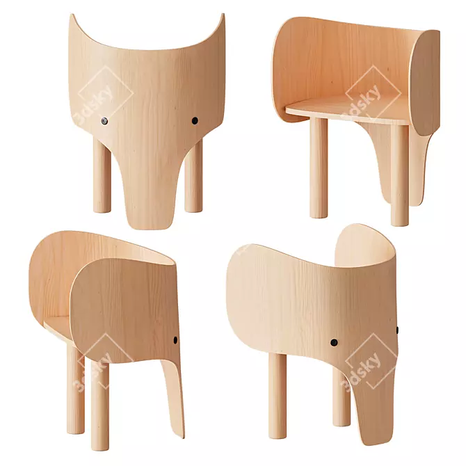 Adorable Elephant Chair & Table Set 3D model image 3