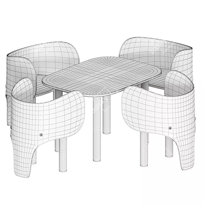 Adorable Elephant Chair & Table Set 3D model image 4