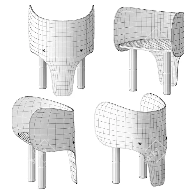 Adorable Elephant Chair & Table Set 3D model image 5