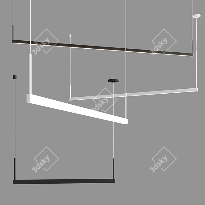 Sleek LED Linear Pendant 3D model image 1