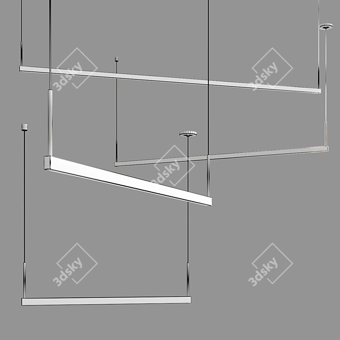 Sleek LED Linear Pendant 3D model image 3