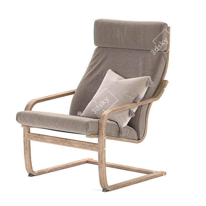 Stylish and Comfortable IKEA Poäng Armchair 3D model image 2