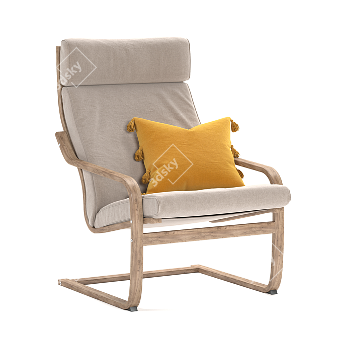 Stylish and Comfortable IKEA Poäng Armchair 3D model image 5