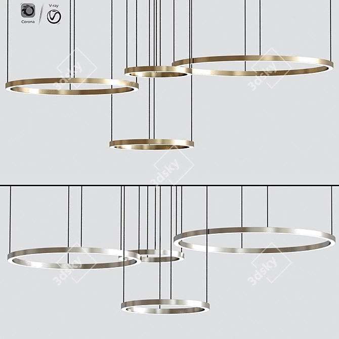 Elegant Circular Pendant Chandelier 3D model image 1