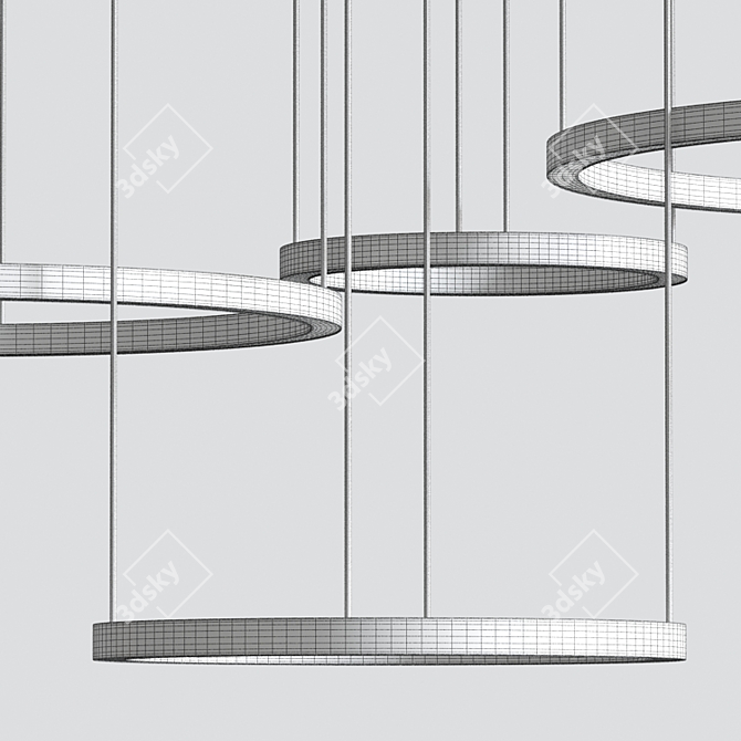 Elegant Circular Pendant Chandelier 3D model image 2