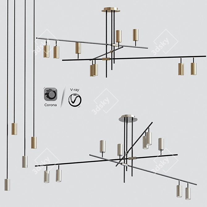 Sleek Swivel Shade Chandelier 3D model image 1