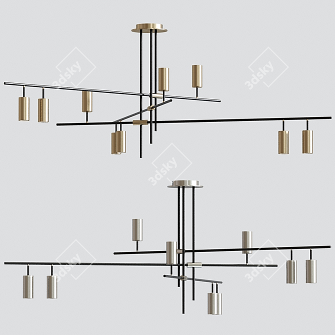 Sleek Swivel Shade Chandelier 3D model image 3