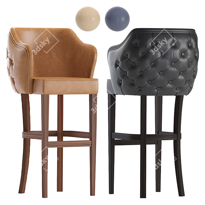 Sleek Modern Leather Barstool 3D model image 1